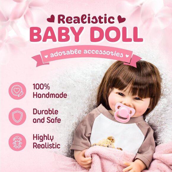 🆕18 inch Full Cloth Body With Vinyl Limbs Baby Doll Lily Mae Reborn Baby Girl - Picture 6 of 10